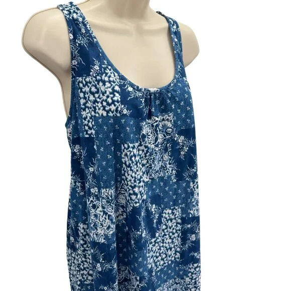 Lauren Ralph Lauren Women's Sleeveless Blue & White Floral Dress M - Picture 2 of 15